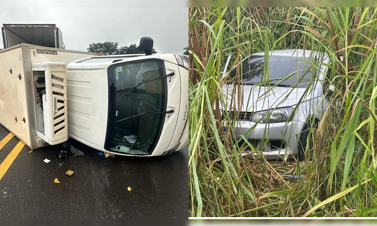Grave colisão na PR-444 em Arapongas envolvendo um veículo Voyage e uma caminhonete Kia Bongo em trecho de pista molhada.