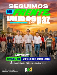 Encontro regional do PSD Paraná em Campo Largo com Sandro Alex e Ratinho Junior.