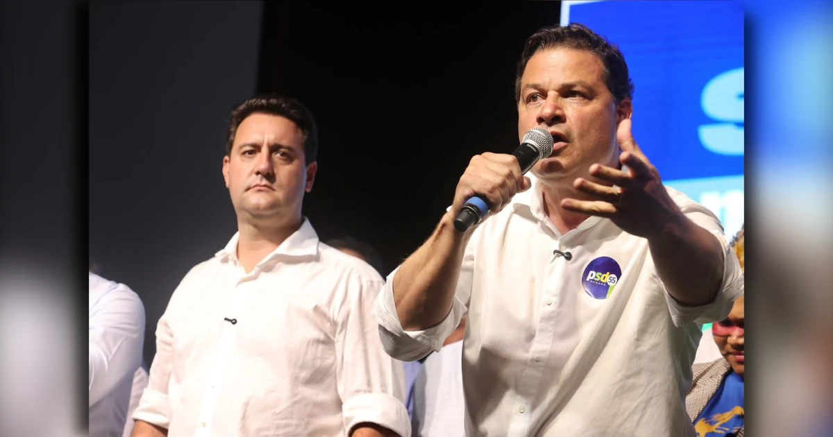 Governador Ratinho Junior e Sandro Alex durante evento partidário do PSD Campo Mourão.