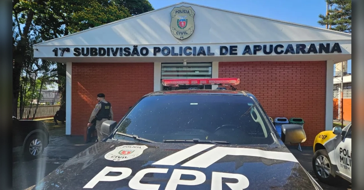 Fachada da 17ª Subdivisão Policial de Apucarana, responsável pelas investigações na região.
