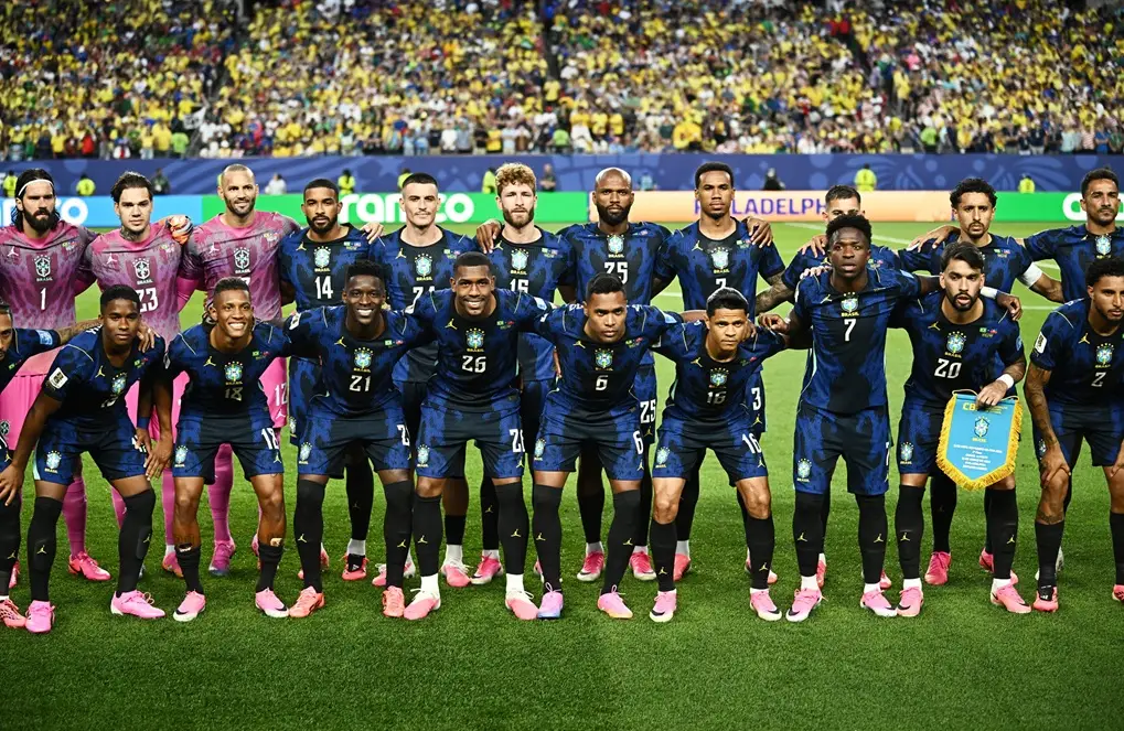 Jogadores da Seleção Brasileira em campo durante partida da Copa do Mundo 2026.