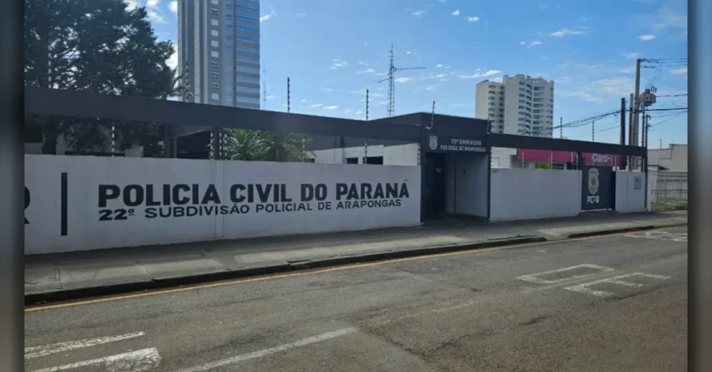 Fachada da 22ª Subdivisão Policial de Arapongas, local onde o suspeito ficou preso.