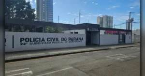 Fachada da 22ª Subdivisão Policial de Arapongas, local onde o suspeito ficou preso.
