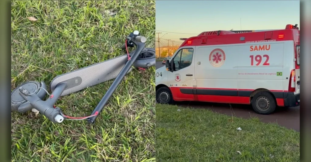 Acidente com patinete elétrico em Arapongas envolvendo caminhão e mulher socorrida pelo Samu