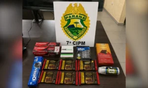 Produtos apreendidos pela PM Homem com tornozeleira ser preso por furto